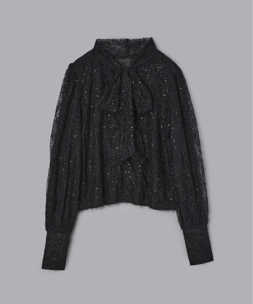 セール】スパンコールレースリボンタイブラウス（シャツ/ブラウス