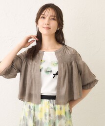 TO BE CHIC リボンチャーム付 フリルニットカーディガンＶ TO BE CHIC リボンチャーム付 フリルニットカーディガンV