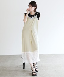 shetila（シェティラ）の「裾レースで足元きれい見えキャミワンピース（ワンピース）」