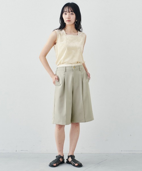 MEDE19F(メデジュウキュウ)の「BRAND NEW MIX STYLE ダブルウエストデザインのリネンライクハーフパンツ〈サンドベージュ〉(その他パンツ・レディース・サンドベージュ・3L/LL/L/M/S)」の12枚目の写真