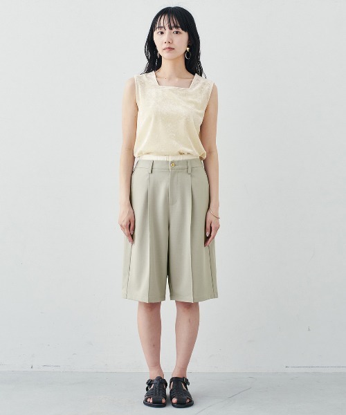 MEDE19F(メデジュウキュウ)の「BRAND NEW MIX STYLE ダブルウエストデザインのリネンライクハーフパンツ〈サンドベージュ〉(その他パンツ・レディース・サンドベージュ・3L/LL/L/M/S)」の5枚目の写真