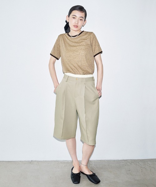 MEDE19F(メデジュウキュウ)の「BRAND NEW MIX STYLE ダブルウエストデザインのリネンライクハーフパンツ〈サンドベージュ〉(その他パンツ・レディース・サンドベージュ・3L/LL/L/M/S)」の11枚目の写真