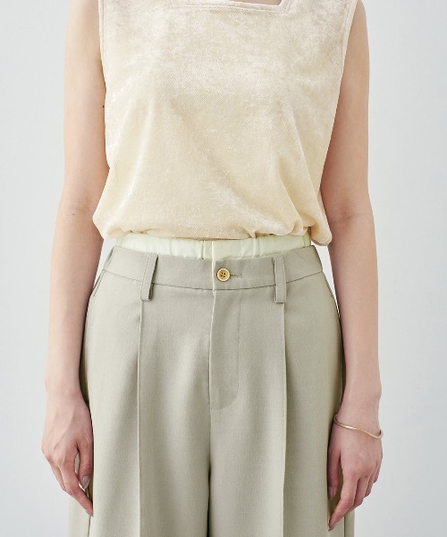 MEDE19F(メデジュウキュウ)の「BRAND NEW MIX STYLE ダブルウエストデザインのリネンライクハーフパンツ〈サンドベージュ〉(その他パンツ・レディース・サンドベージュ・3L/LL/L/M/S)」の9枚目の写真