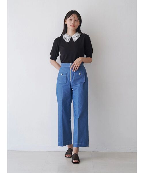 TONAL(トーナル)の「デニムライクマリンパンツ(デニムパンツ・レディース・ネイビー/インディゴブルー・SMALL/MEDIUM)」の9枚目の写真