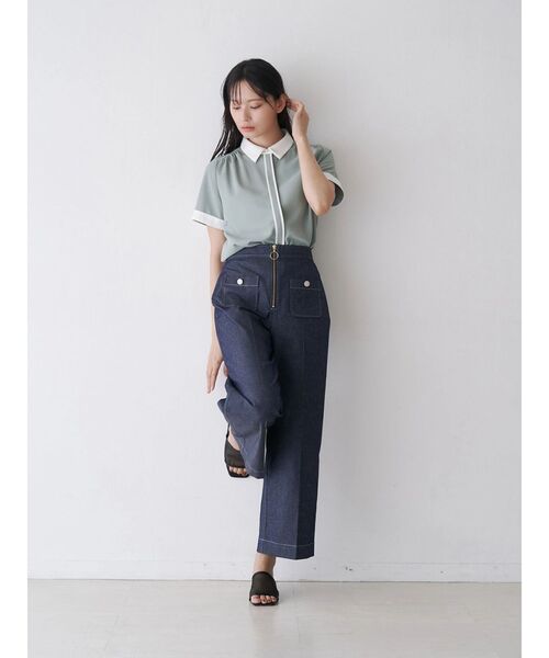 TONAL(トーナル)の「デニムライクマリンパンツ(デニムパンツ・レディース・ネイビー/インディゴブルー・SMALL/MEDIUM)」の10枚目の写真