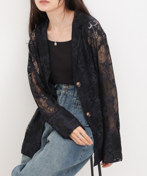 Bab（バブ）の「フラワーレースジャケット（その他アウター・レディース・ブラウン/ブラック・M）」の2枚目の写真