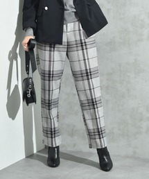 レディースのパンツ（グレー/灰色系・チェック柄）ファッション