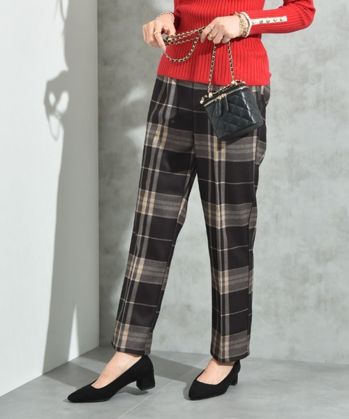 INTERPLANET（インタープラネット）の「起毛ストレッチチェックパンツ（その他パンツ・レディース・ブラック/グレー・FREE）」の2枚目の写真