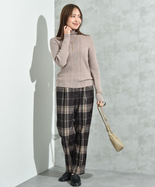 INTERPLANET（インタープラネット）の「起毛ストレッチチェックパンツ（その他パンツ・レディース・ブラック/グレー・FREE）」の3枚目の写真