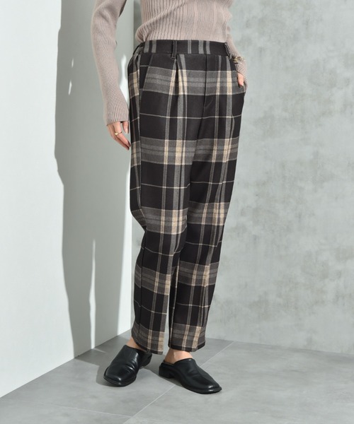 INTERPLANET（インタープラネット）の「起毛ストレッチチェックパンツ（その他パンツ・レディース・ブラック/グレー・FREE）」の9枚目の写真
