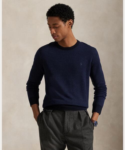 セール】ハウンドトゥース ウォッシャブル ウール セーター（ニット