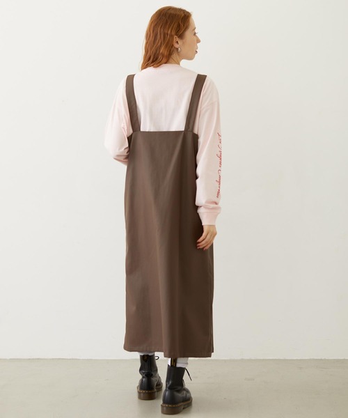 MILKFED.（ミルクフェド）の「FAUX LEATHER TUCK DRESS（ワンピース・レディース・ブラック/ライトピンク/ブラウン・ONE SIZE）」の5枚目の写真