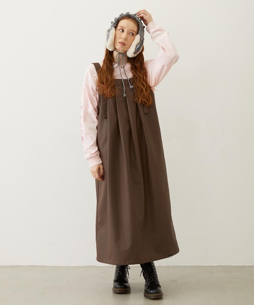MILKFED.（ミルクフェド）の「FAUX LEATHER TUCK DRESS（ワンピース・レディース・ブラック/ライトピンク/ブラウン・ONE SIZE）」の10枚目の写真