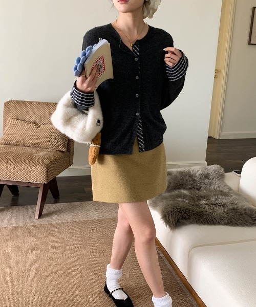 LAC-VERT（ラック・ヴェール）の「【レイヤード見え】チェックポイントカーディガン（カーディガン/ボレロ・レディース・レッド/ネイビー/ブラック/グレー・FREE）」の10枚目の写真