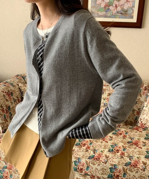 LAC-VERT（ラック・ヴェール）の「【レイヤード見え】チェックポイントカーディガン（カーディガン/ボレロ・レディース・レッド/ネイビー/ブラック/グレー・FREE）」の14枚目の写真