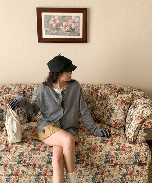 LAC-VERT（ラック・ヴェール）の「【レイヤード見え】チェックポイントカーディガン（カーディガン/ボレロ・レディース・レッド/ネイビー/ブラック/グレー・FREE）」の16枚目の写真