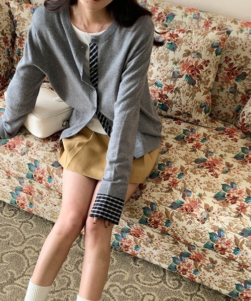 LAC-VERT（ラック・ヴェール）の「【レイヤード見え】チェックポイントカーディガン（カーディガン/ボレロ・レディース・レッド/ネイビー/ブラック/グレー・FREE）」の17枚目の写真