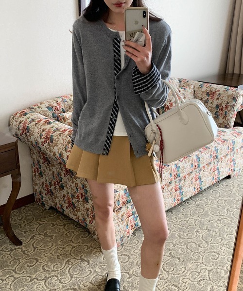 LAC-VERT（ラック・ヴェール）の「【レイヤード見え】チェックポイントカーディガン（カーディガン/ボレロ・レディース・レッド/ネイビー/ブラック/グレー・FREE）」の21枚目の写真