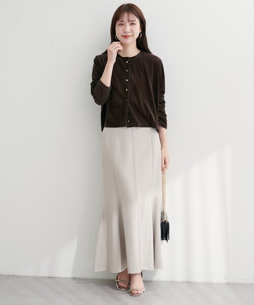 natural couture(ナチュラルクチュール)の「クルーネックシアーベロアカーデ(カーディガン/ボレロ・レディース・ブラウン/ピンク系その他/グレイッシュベージュ/ブラック/アイボリー/ネイビー/ピンクベージュ・FREE)」の19枚目の写真