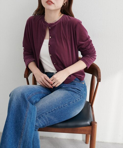 natural couture(ナチュラルクチュール)の「クルーネックシアーベロアカーデ(カーディガン/ボレロ・レディース・ブラウン/ピンク系その他/グレイッシュベージュ/ブラック/アイボリー/ネイビー/ピンクベージュ・FREE)」の18枚目の写真