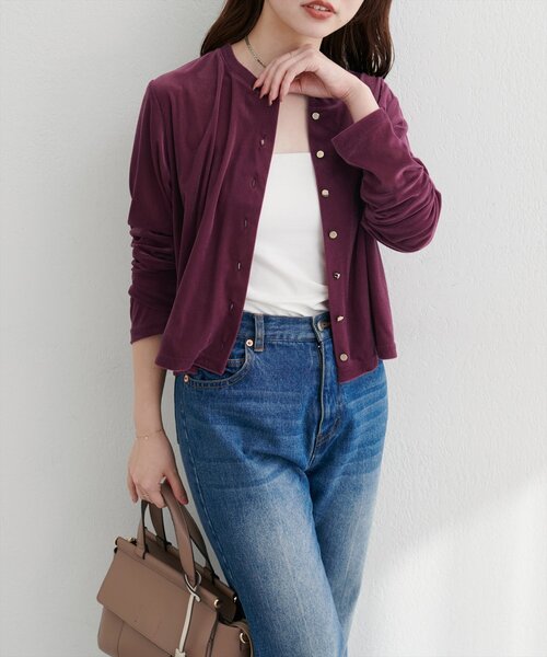 natural couture(ナチュラルクチュール)の「クルーネックシアーベロアカーデ(カーディガン/ボレロ・レディース・ブラウン/ピンク系その他/グレイッシュベージュ/ブラック/アイボリー/ネイビー/ピンクベージュ・FREE)」の17枚目の写真