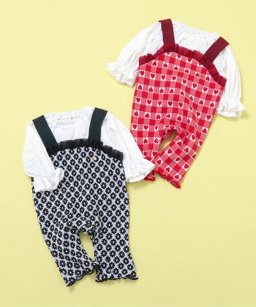 BREEZE（ブリーズ）の「【リンク】ジャガード着せこみ風カバーオール（ロンパース・キッズ・ブラック/レッド・70/80）」の8枚目の写真