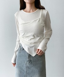 on:nue | 【on:nue】 [着用動画あり！/5色展開] アシメレイヤードリブカットソー(Tシャツ/カットソー)