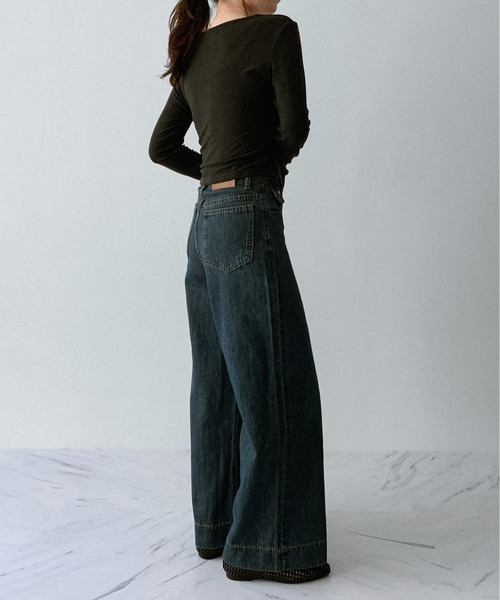 on:nue（オンニュ）の「【on:nue】 [着用動画あり！/5色展開] アシメレイヤードリブカットソー（Tシャツ/カットソー・レディース・バーガンディー/ホワイト/ブラック/レッドパープル/グレー・FREE）」の18枚目の写真