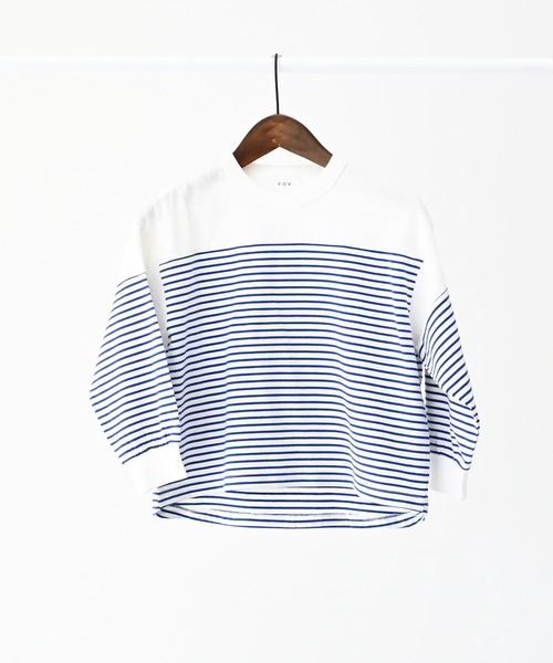 FOV（フォブ）の「FOV/フォブ ボーダー切り替え L/S Tシャツ（Tシャツ/カットソー・キッズ・ホワイト/ブルー・M/L/XL/S）」の7枚目の写真