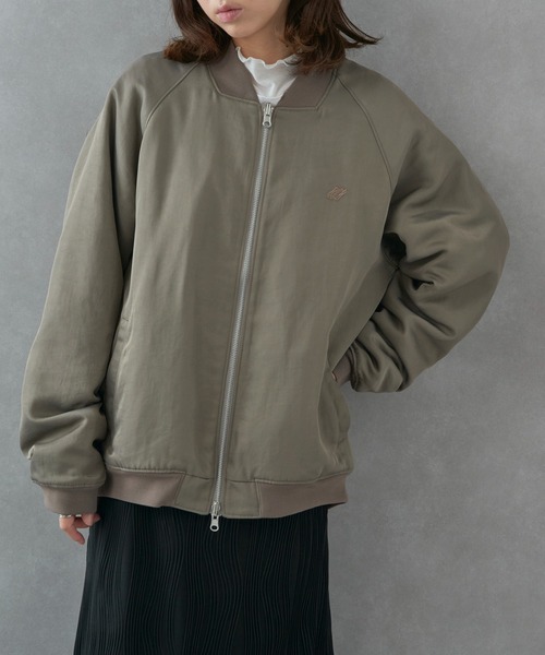 narifuri（ナリフリ）の「【narifuri】リバーシブル ヘビーサテンフライトブルゾン キルティング フリース NF2090（ブルゾン・レディース・ブラック/グレー・S/M/L/XL）」の4枚目の写真