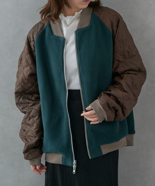 narifuri（ナリフリ）の「【narifuri】リバーシブル ヘビーサテンフライトブルゾン キルティング フリース NF2090（ブルゾン・レディース・ブラック/グレー・S/M/L/XL）」の13枚目の写真