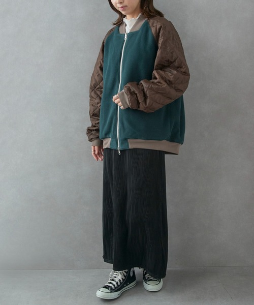 narifuri（ナリフリ）の「【narifuri】リバーシブル ヘビーサテンフライトブルゾン キルティング フリース NF2090（ブルゾン・レディース・ブラック/グレー・S/M/L/XL）」の15枚目の写真