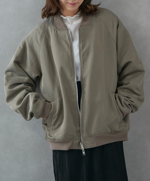 narifuri（ナリフリ）の「【narifuri】リバーシブル ヘビーサテンフライトブルゾン キルティング フリース NF2090（ブルゾン・レディース・ブラック/グレー・S/M/L/XL）」の8枚目の写真