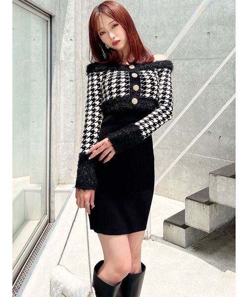 ハウンドトゥースアンサンブルミニワンピース（ワンピース）｜RESEXXY
