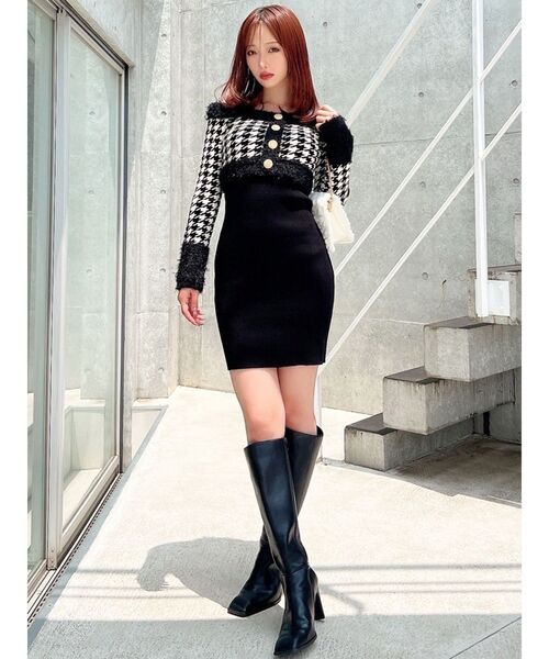 ハウンドトゥースアンサンブルミニワンピース（ワンピース）｜RESEXXY