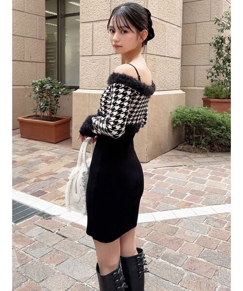 ハウンドトゥースアンサンブルミニワンピース（ワンピース