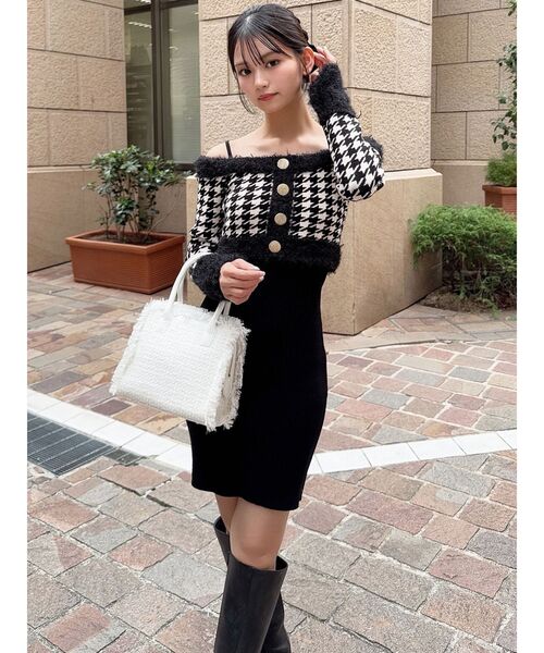 セール】ハウンドトゥースアンサンブルミニワンピース（ワンピース
