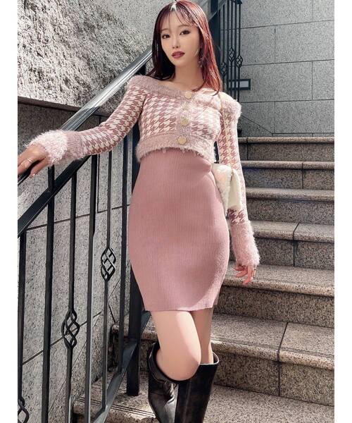 ハウンドトゥースアンサンブルミニワンピース（ワンピース