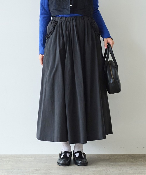 bulle de savon（ビュルデサボン）の「《early spring》コットン/キュプラ 高密度ブロード puri puri ポケット スカート（スカート・レディース・ブラック/ピンク・FREE）」の22枚目の写真