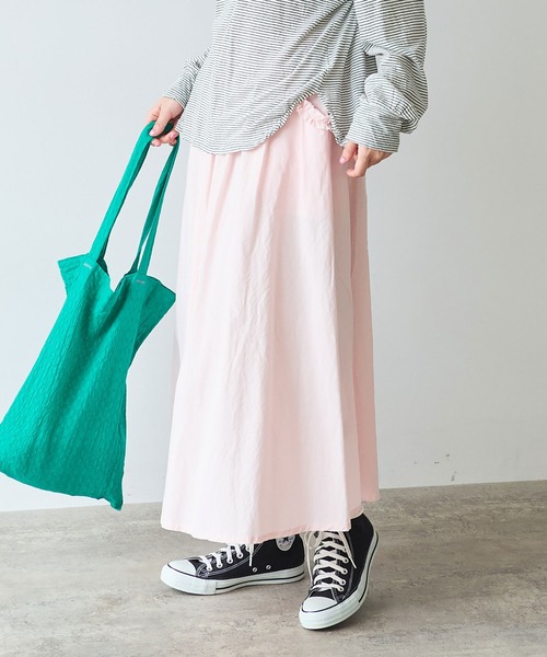 bulle de savon（ビュルデサボン）の「《early spring》コットン/キュプラ 高密度ブロード puri puri ポケット スカート（スカート・レディース・ブラック/ピンク・FREE）」の9枚目の写真