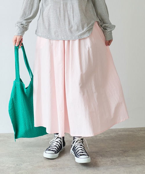 bulle de savon（ビュルデサボン）の「《early spring》コットン/キュプラ 高密度ブロード puri puri ポケット スカート（スカート・レディース・ブラック/ピンク・FREE）」の3枚目の写真