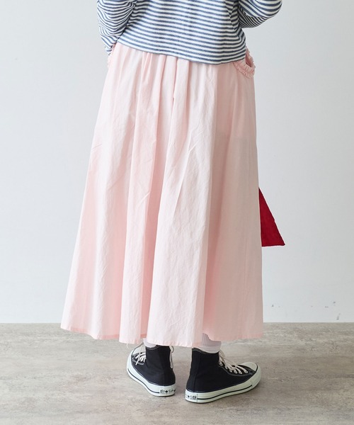 bulle de savon（ビュルデサボン）の「《early spring》コットン/キュプラ 高密度ブロード puri puri ポケット スカート（スカート・レディース・ブラック/ピンク・FREE）」の4枚目の写真