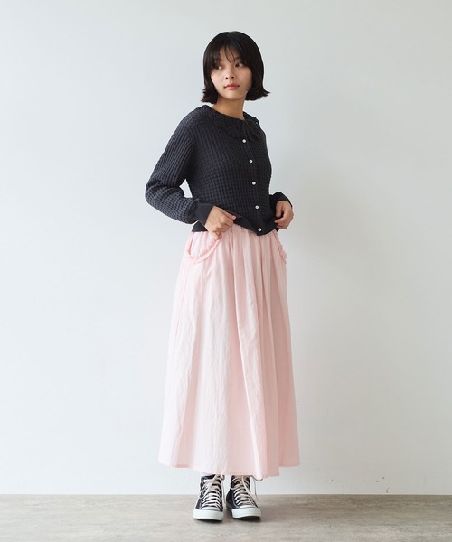 bulle de savon（ビュルデサボン）の「《early spring》コットン/キュプラ 高密度ブロード puri puri ポケット スカート（スカート・レディース・ブラック/ピンク・FREE）」の17枚目の写真