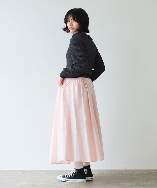 bulle de savon（ビュルデサボン）の「《early spring》コットン/キュプラ 高密度ブロード puri puri ポケット スカート（スカート・レディース・ブラック/ピンク・FREE）」の19枚目の写真