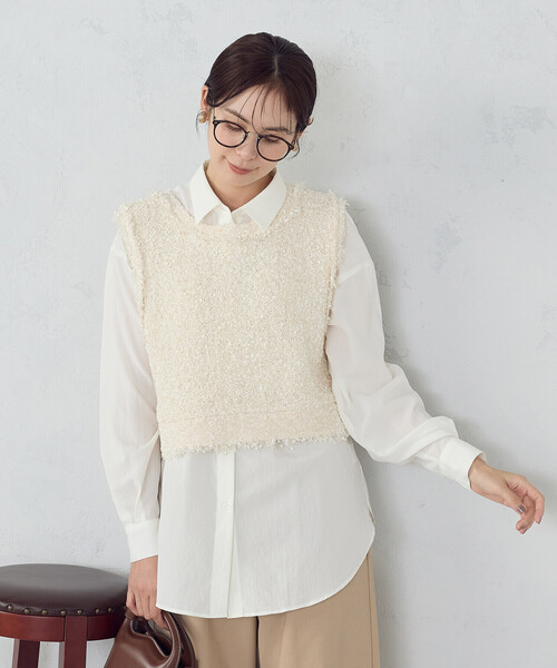 COMME CA ISM（コムサイズム）の「２ＷＡＹ　ツイード　ベスト（ベスト・レディース・ベージュ/ブラック系/アイボリー・FREE）」の20枚目の写真