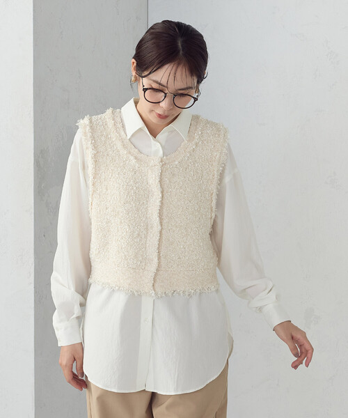 COMME CA ISM（コムサイズム）の「２ＷＡＹ　ツイード　ベスト（ベスト・レディース・ベージュ/ブラック系/アイボリー・FREE）」の9枚目の写真