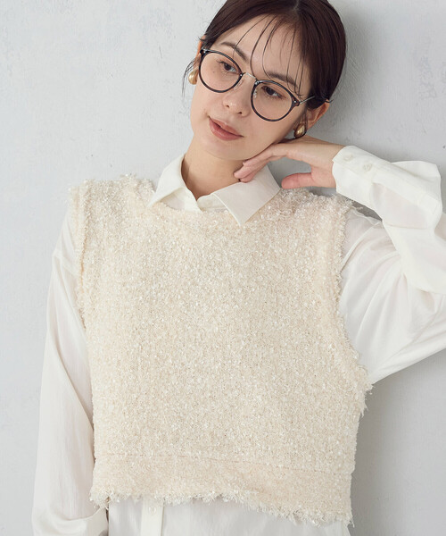 COMME CA ISM（コムサイズム）の「２ＷＡＹ　ツイード　ベスト（ベスト・レディース・ベージュ/ブラック系/アイボリー・FREE）」の7枚目の写真