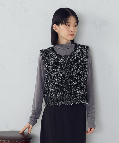 COMME CA ISM（コムサイズム）の「２ＷＡＹ　ツイード　ベスト（ベスト・レディース・ベージュ/ブラック系/アイボリー・FREE）」の10枚目の写真