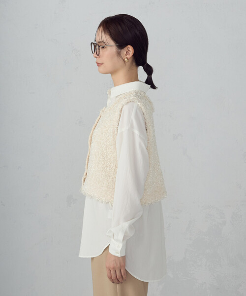 COMME CA ISM（コムサイズム）の「２ＷＡＹ　ツイード　ベスト（ベスト・レディース・ベージュ/ブラック系/アイボリー・FREE）」の18枚目の写真