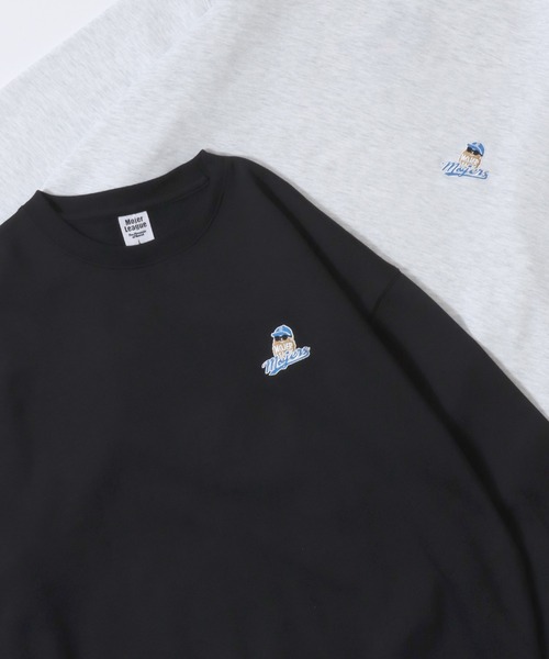 MOJER LEAGUE Embroidery Sweat Shirt/別注 モジャーリーグ オーバーサイズ おじさん ワンポイント刺繍 裏起毛 スウェット トレーナー 【ブランドステッカー付き】